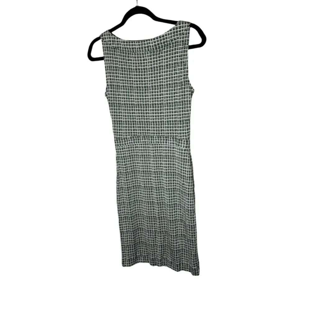Tory Burch Paris Silk Dress Green Windowpane Double Block Sleeveless XS